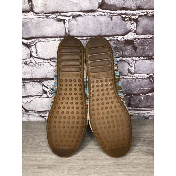Minnetonka Blue Aztec Southwest Lace Bow Moccasins Shoes Women Sz 9M US/40EU - Picture 13 of 16